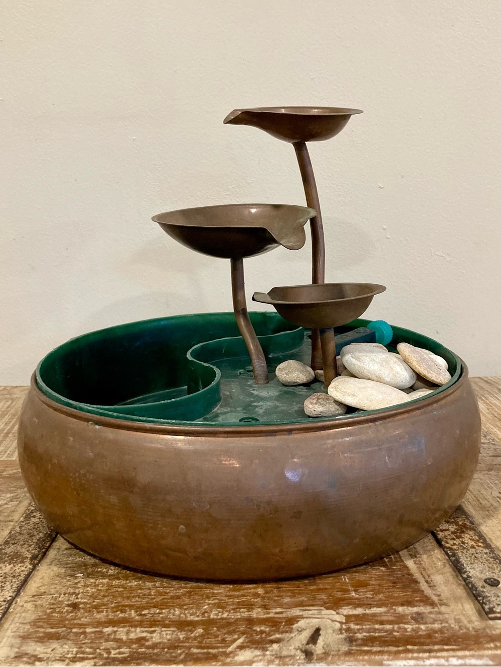Copper Tone 3-Tier Lily Design Tabletop Fountain - No Pump!